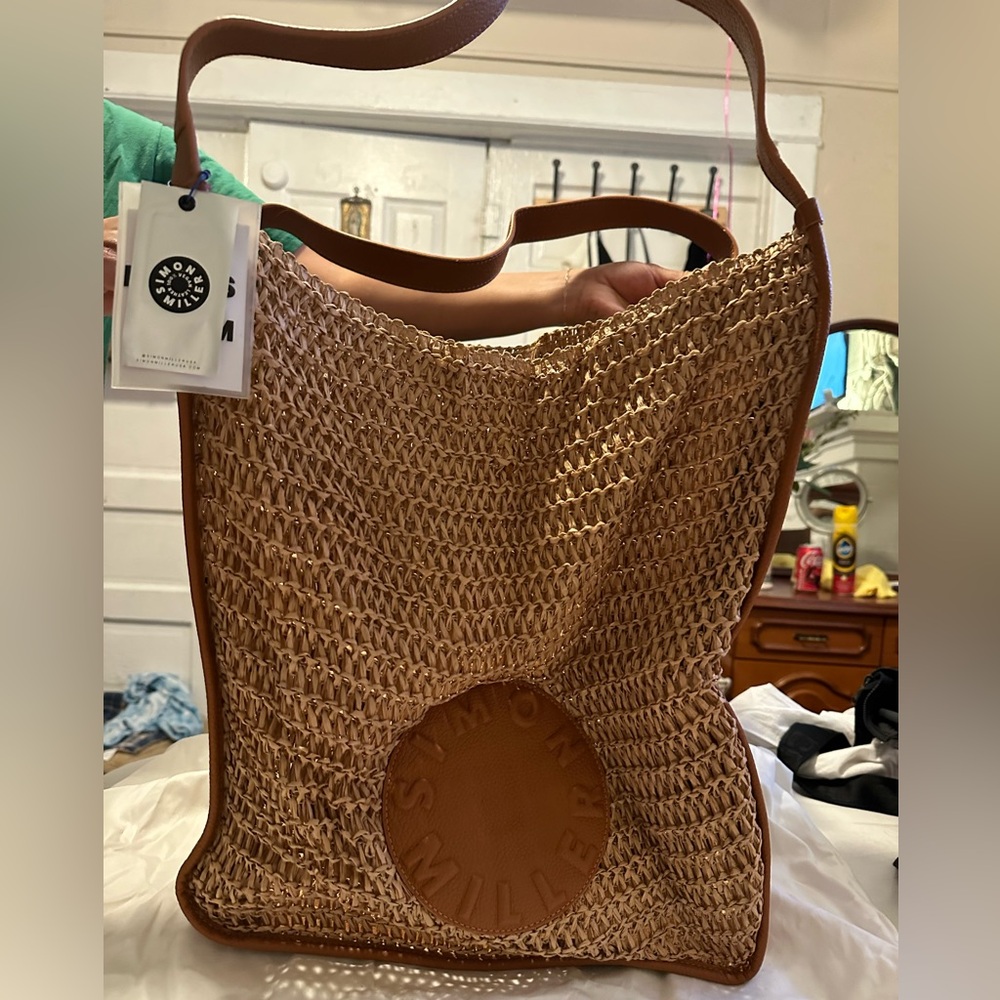 Simon Miller Banyan Straw Logo Extra Large Tote Natural